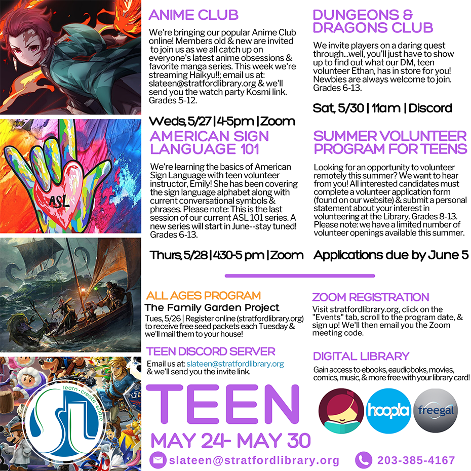 May 30, Anime Club for Teens and Tweens in Grades 5 and Up