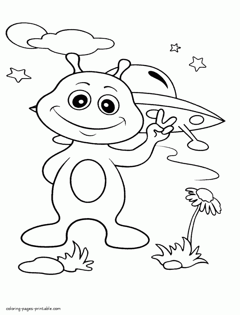 alien coloring page