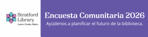Library Logo and Encuest Comunitaria 2026: Ayudenos a planificar el futuro de la biblioteca.